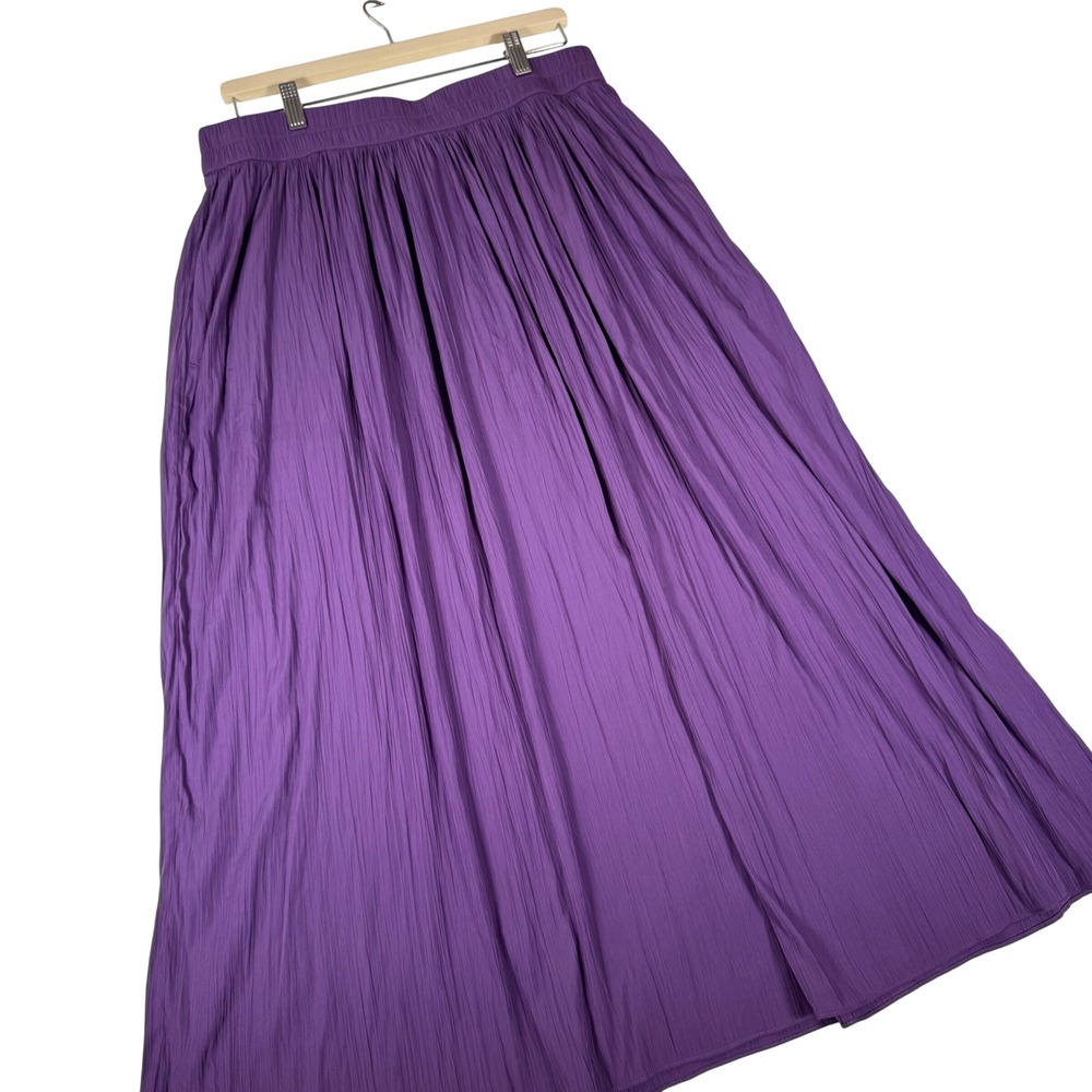Chico's Maxi Skirt Women 2 L Purple Pleated Elastic Waist Pockets 570382098 Boho